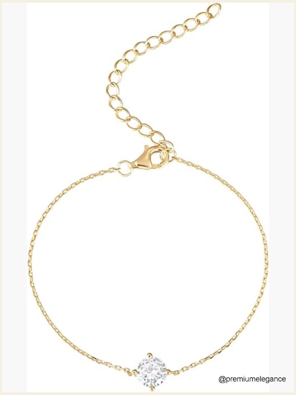 Gold Plated Cubic Zirconia Solitaire Diamond Bracelet Bridesmaid Curb Cable